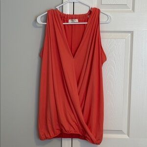 Zenana XL Sleevless Coral FauxWrap Top
